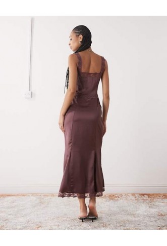 Reclaimed Vintage midi dress with lace cutouts