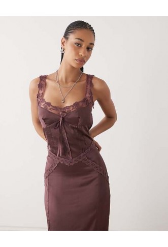 Reclaimed Vintage midi dress with lace cutouts