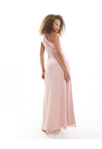 TFNC Bridesmaids one shoulder drape front maxi dress