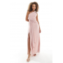 TFNC Bridesmaids one shoulder drape front maxi dress