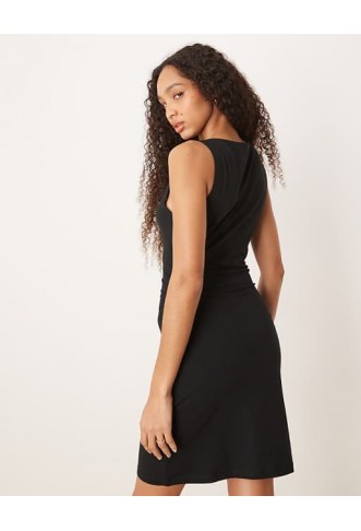 ASOS DESIGN boat neck mini dress with ruched sides