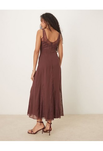 ASOS DESIGN lace and chiffon midi dress