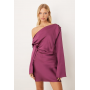 ASOS DESIGN satin drape long sleeve  mini dress