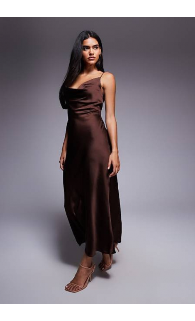 New Look satin cowl neck midi dress