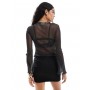 ASOS DESIGN glitter mesh sheer angel sleeve top