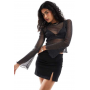 ASOS DESIGN glitter mesh sheer angel sleeve top
