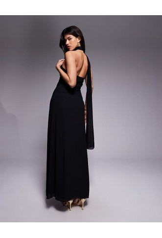TFNC one shoulder scarf neck maxi dress