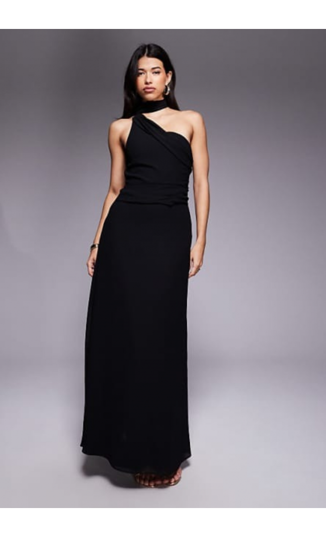 TFNC one shoulder scarf neck maxi dress