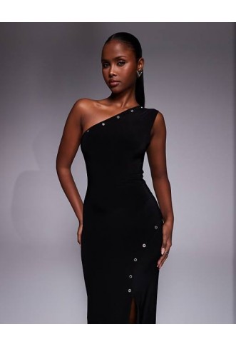 Kaiia exclusive double layered slinky one shoulder maxi dress