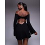 ASOS DESIGN off shoulder angel sleeve skater mini dress