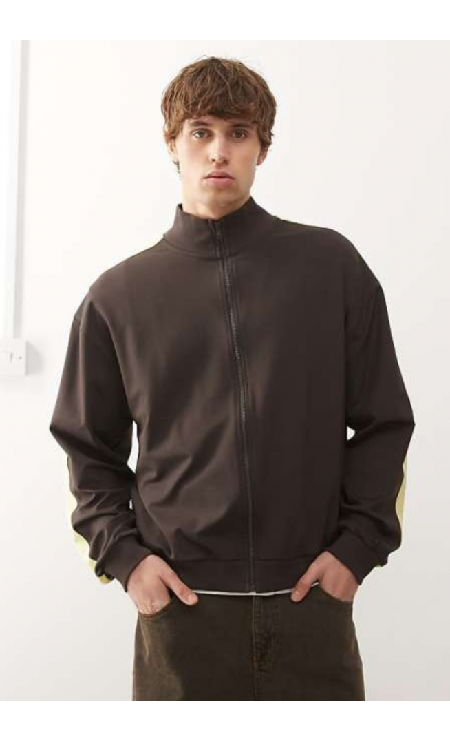 Reclaimed Vintage zip through track jacket with side stripe