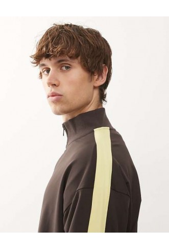 Reclaimed Vintage zip through track jacket with side stripe