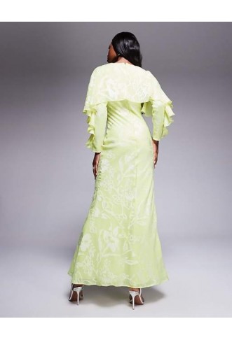 ASOS DESIGN long sleeve ruffle bias maxi dress