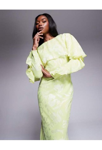 ASOS DESIGN long sleeve ruffle bias maxi dress