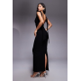Vesper bengaline high neck low drape back detail maxi dress