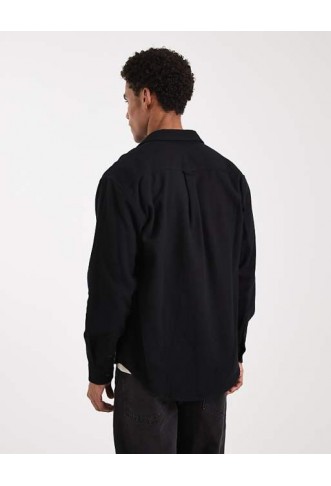 Threadbare button down cotton shirt in black