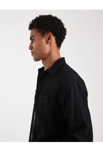 Threadbare button down cotton shirt in black