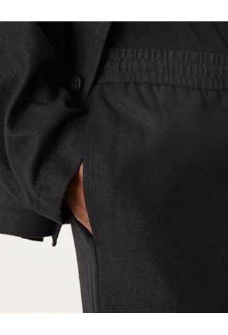 Asos Design wide leg pull on suit trousers in black