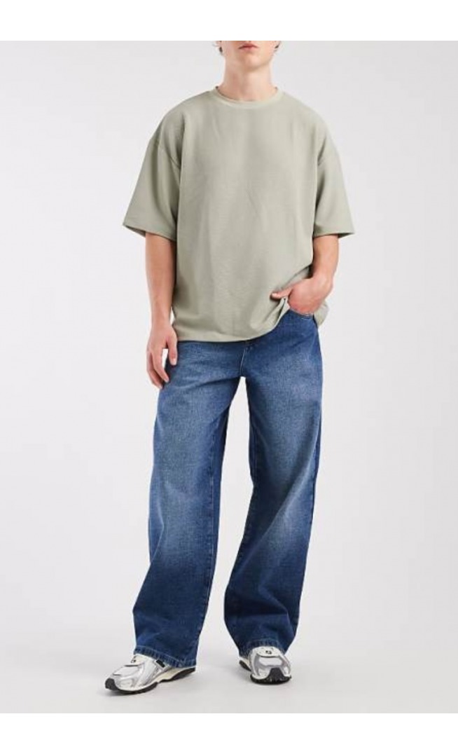 ASOS DESIGN baggy jeans in dark wash blue with tint