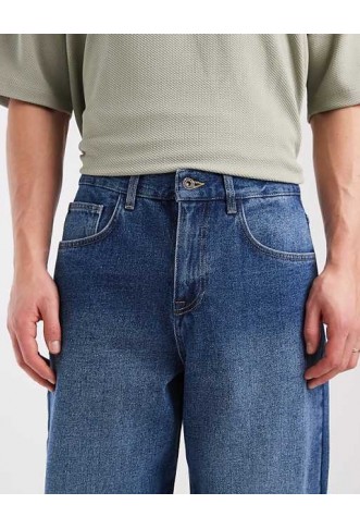 ASOS DESIGN baggy jeans in dark wash blue with tint