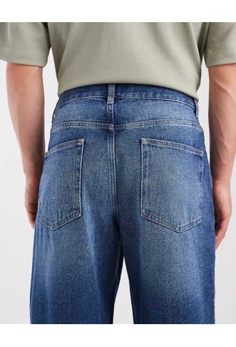 ASOS DESIGN baggy jeans in dark wash blue with tint