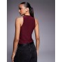 ASOS DESIGN slinky cowl neck tank top in berry