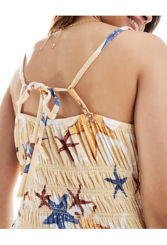 Asos Design square neck shirred bodice mini dress