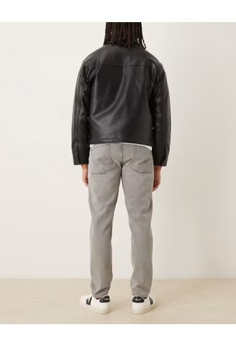 ASOS DESIGN tapered jeans in washed grey