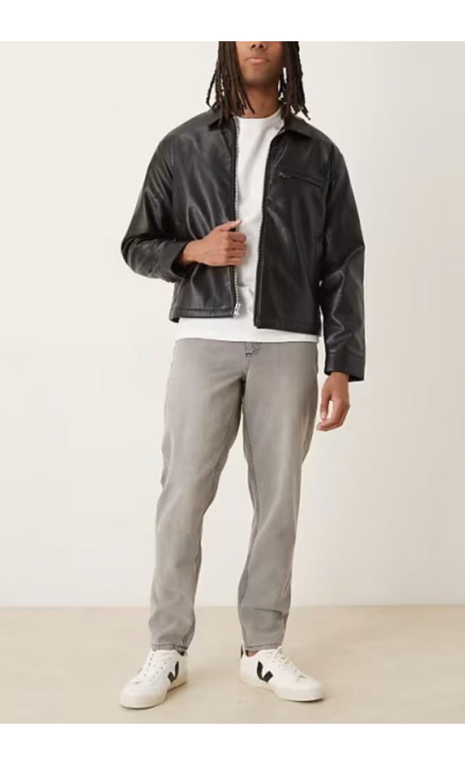 ASOS DESIGN tapered jeans in washed grey