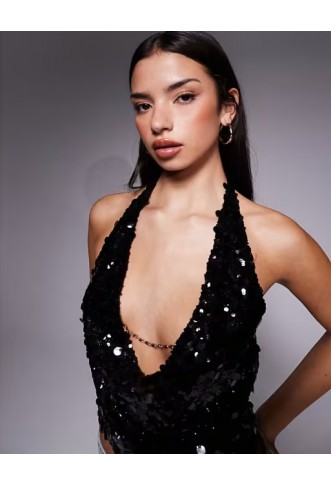 Tiger Mist Zana disc sequin chain cowl top