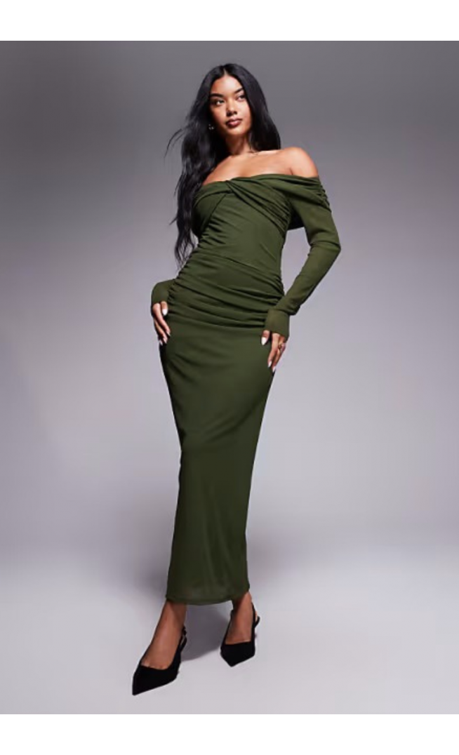 ASOS DESIGN textured mesh midi dress