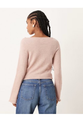 ASOS DESIGN knitted relaxed slash neck top