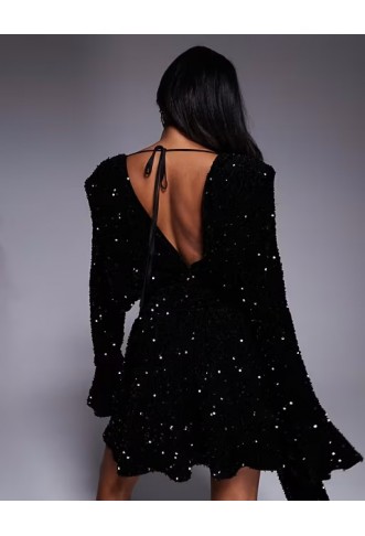 ASOS LUXE sequin velvet mini dress