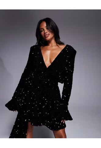 ASOS LUXE sequin velvet mini dress