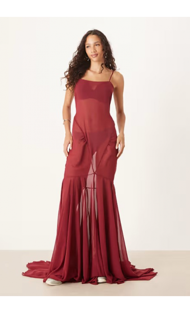 ASOS DESIGN chiffon cut about seam detail maxi dress