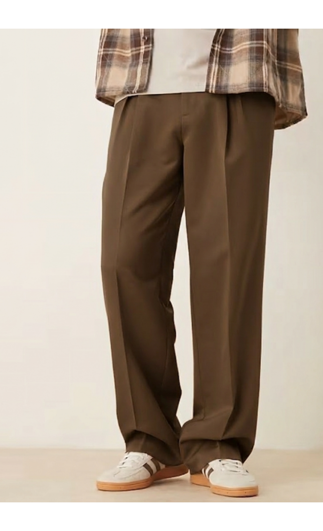 ASOS DESIGN smart wide leg trousers in brown
