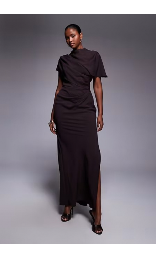 ASOS DESIGN high neck drape bodice cape maxi dress