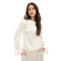 ASOS DESIGN tie back satin long sleeve top