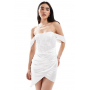 TFNC bandeau drop shoulder corset wrap mini dress