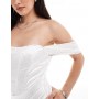 TFNC bandeau drop shoulder corset wrap mini dress