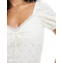 Miss Selfridge jersey broderie milkmaid top in cream
