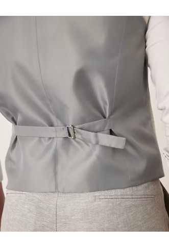 ASOS DESIGN linen cotton blend slim suit waistcoat