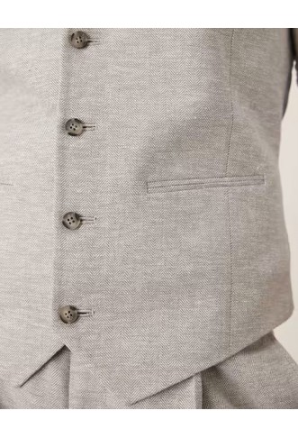 ASOS DESIGN linen cotton blend slim suit waistcoat