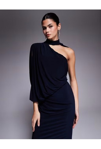 ASOS DESIGN one shoulder slinky drape maxi dress