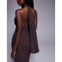 ASOS DESIGN mesh twist bust detail halter maxi dress