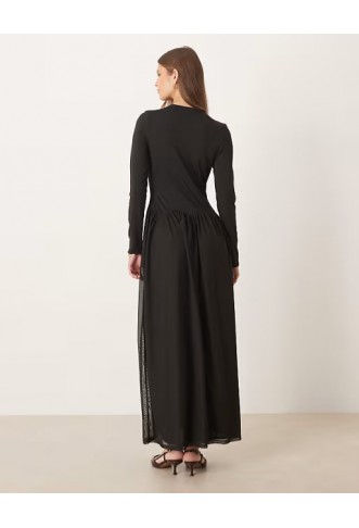 ASOS DESIGN hybrid scalloped waist detail midi dress