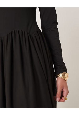 ASOS DESIGN hybrid scalloped waist detail midi dress