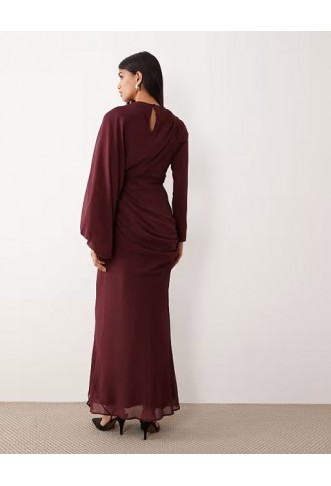 ASOS DESIGN drape front blouson sleeve maxi dress