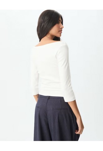 Stradivarius Basic boatneck t-shirt in ecru