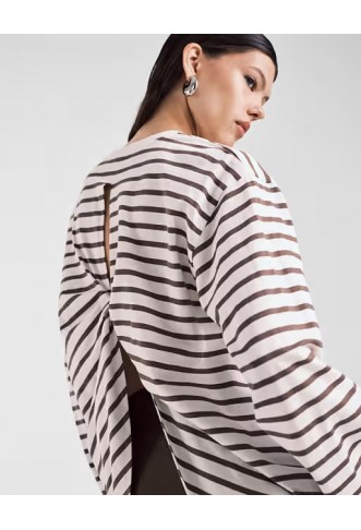ASOS DESIGN twist back detail long sleeve tee